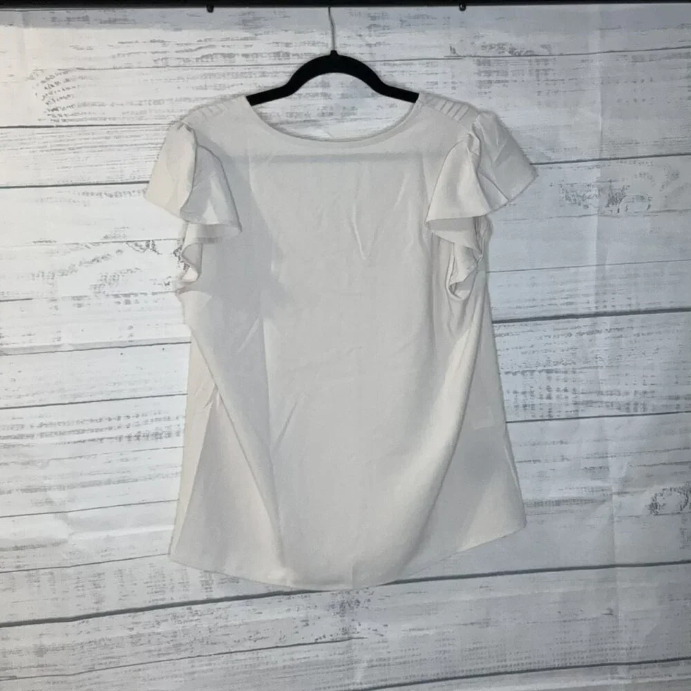 NWOT Light Beige Butterfly Sleeve V Neck Blouse - Picture 6 of 6